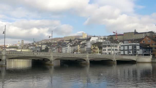 Ponte Rudolf Brun Zurique Suíça — Vídeo de Stock