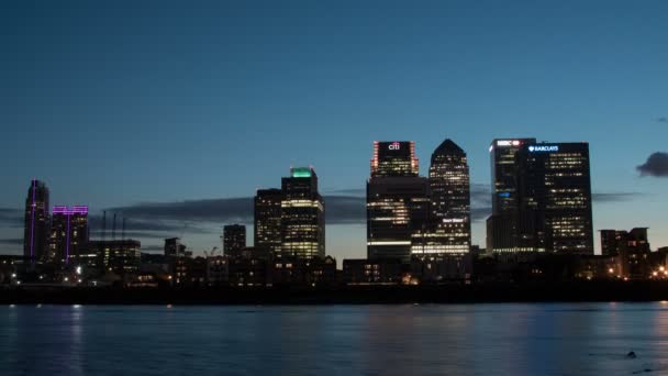 Noite Timelapse Canary Wharf Londres — Vídeo de Stock