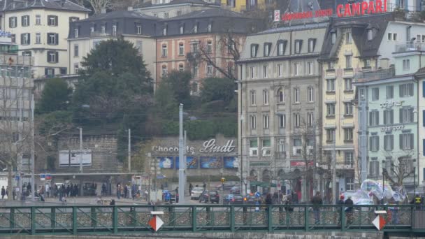 Міст Будівлі Цюриху Швейцарія — стокове відео