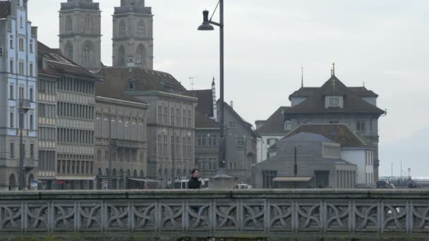 Rudolf Brun Bridge Zurich Switzerland — Stock Video