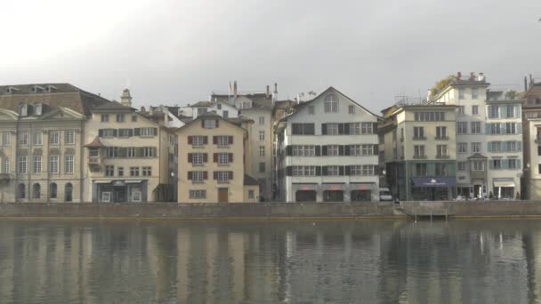 Waterfront Buildings Zurich Switzerland — Stock Video