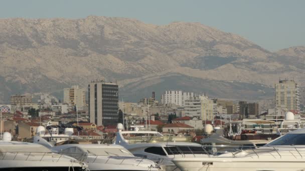 Mountains Buildings Boats — Stock Video