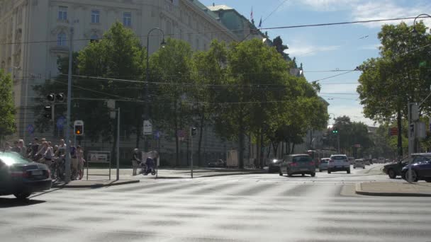 Köra Bil Och Cykla — Stockvideo