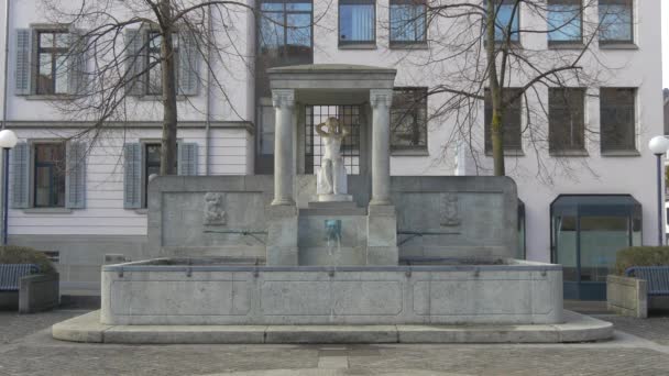 Fuente Con Estatua Femenina — Vídeo de stock