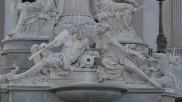 Primer Plano Pallas Athene Fountain — Vídeos de Stock