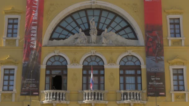 Fachada Del Teatro Nacional Croata — Vídeos de Stock