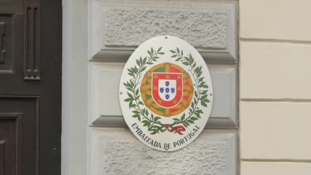 Знак Посольства Португалии Вена Австрия — стоковое видео