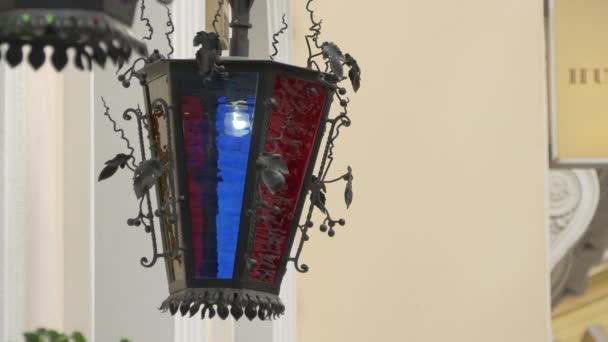 Lanterna Antiga Com Vidro — Vídeo de Stock