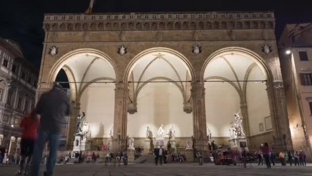 Loggia Dei Lanzi Floransa Dan Nsanların Zaman Çizelgesi — Stok video