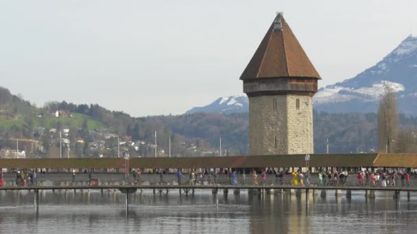 Chapel Köprüsü Sviçre — Stok video