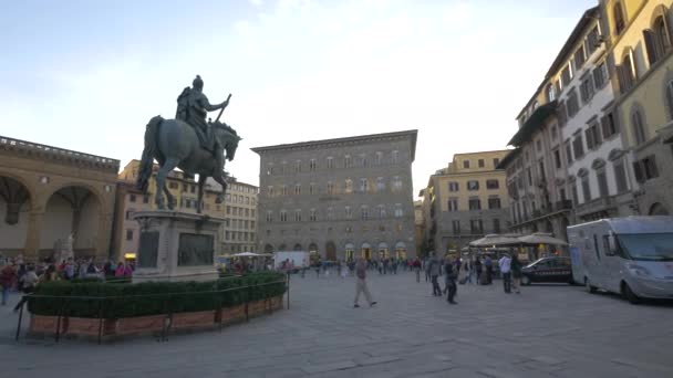 Nsanlar Floransa Daki Piazza Della Signoria Yürüyor — Stok video