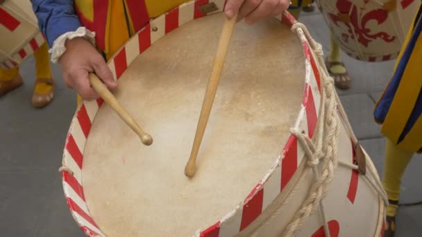 Drumsticks Held Drum — Stock videók
