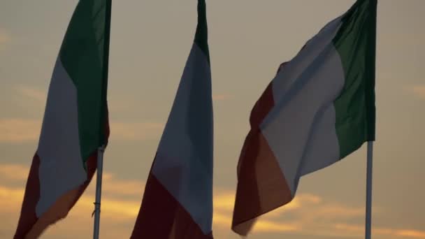 Primer Plano Banderas Italianas — Vídeo de stock