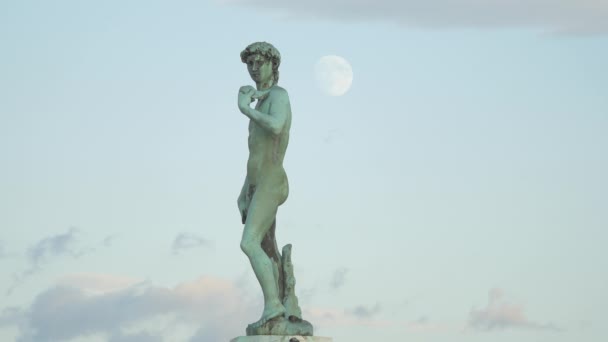 月と男の彫刻 — ストック動画