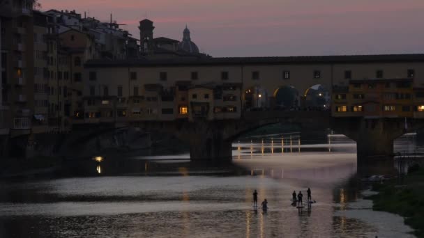 People Paddle Boards Florence — Stock Video