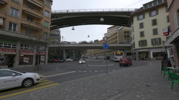 Pont Charles Bessires Лозанна Швейцарии Европа — стоковое видео