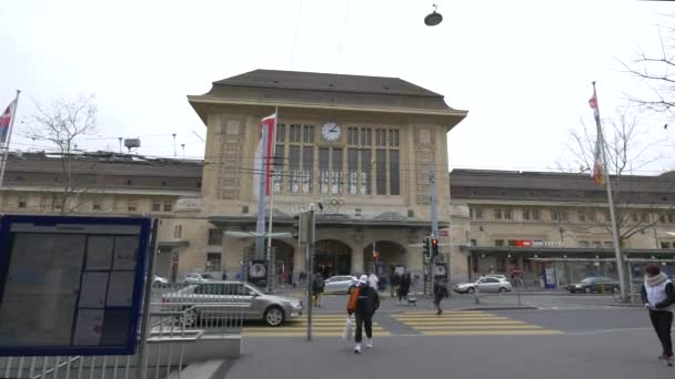 Железнодорожный Вокзал Швейцария Европа — стоковое видео