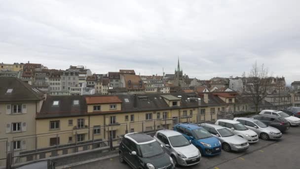 Střechy Zaparkovaná Auta Lausanne — Stock video