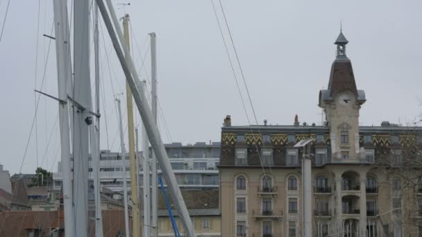 在洛桑Aulac旅馆附近看到的船桅 — 图库视频影像