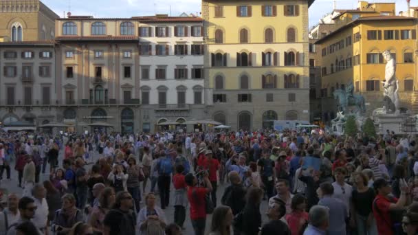 Ludzie Piazza Della Signoria Florencja — Wideo stockowe