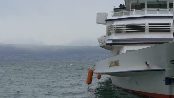 Lausanne Iate Ancorado Lago — Vídeo de Stock