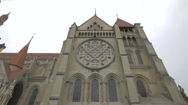 Bajo Ángulo Catedral Lausana — Vídeo de stock