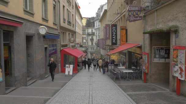 Pichard Street Lausanne — Stockvideo