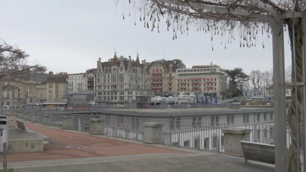 Byggnader Place Centrale Lausanne — Stockvideo