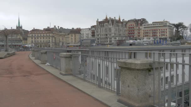 Old Buildings Seen Place Centrale Lausanne — Stock Video