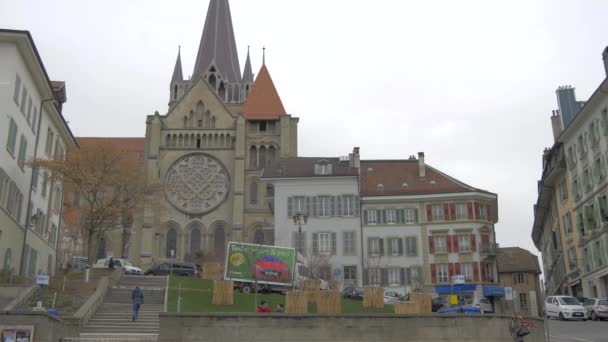 Lausannes Katedral Schweiz Europa — Stockvideo