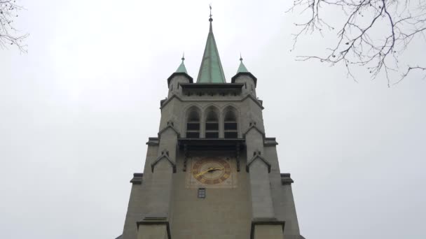 Klokkentoren Lausanne Zwitserland Europa — Stockvideo