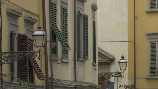 Alte Frau Schaut Aus Dem Fenster — Stockvideo