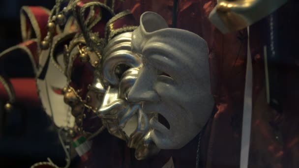 Venetiaanse Maskers Een Winkel — Stockvideo