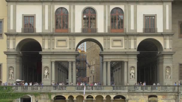 Luta Upp Uffiziernas Galleri Fasad Florens — Stockvideo