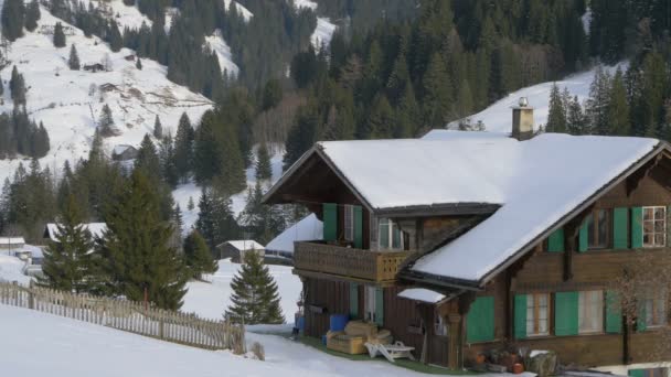 Gstaad的木制房屋 — 图库视频影像