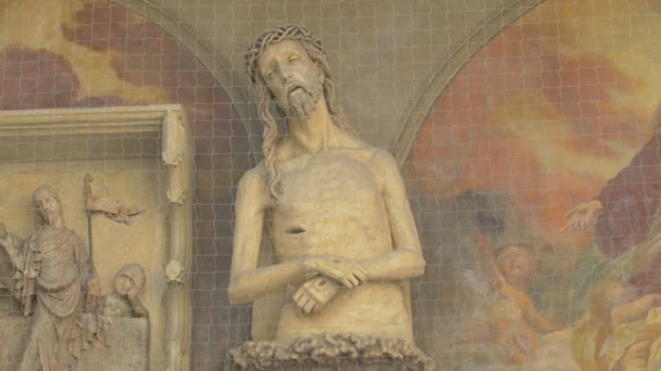 Jesus Cristo Estátua Pinturas Murais — Vídeo de Stock