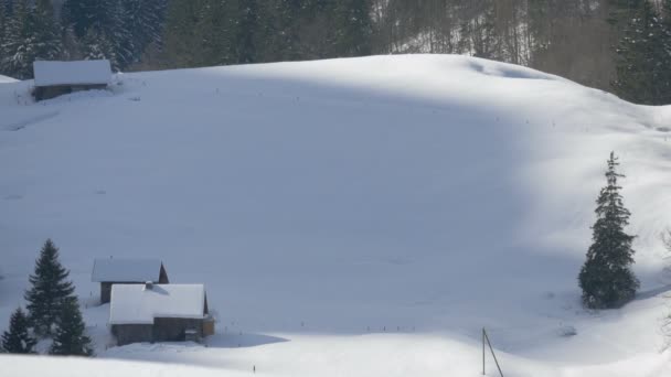 Rumah Rumah Kecil Tertutup Salju — Stok Video