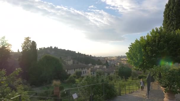 Panorama Ciudad Visto Desde Jardín — Vídeo de stock