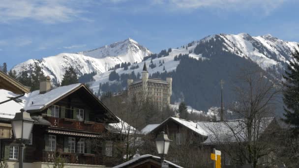 Vista Edificios Gstaad — Vídeo de stock