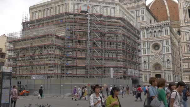 Folk Går Piazza Del Duomo Florens — Stockvideo