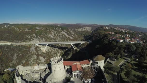 Letecký Pohled Most Zříceninu Hradu — Stock video