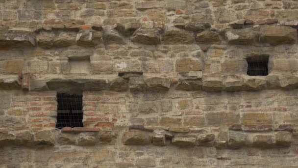 Two Windows Stone Wall — Stock Video