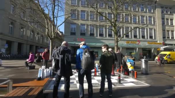 People Playing Sized Chess — Stock Video