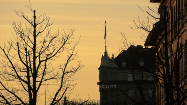 Lucht Bij Zonsondergang Bern — Stockvideo