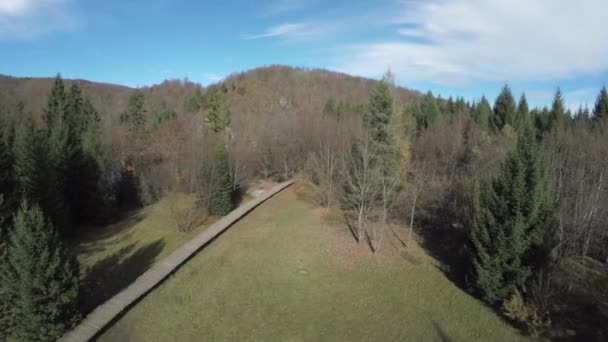 Luchtfoto Van Plitvice Park Herfst — Stockvideo