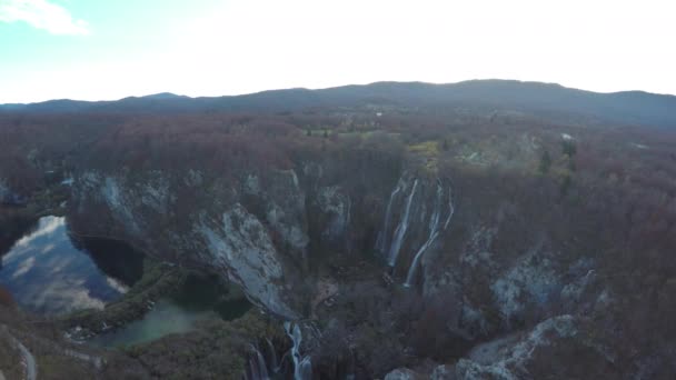 Luftaufnahme Von Wasserfällen Und Seen Plitvicer Park — Stockvideo