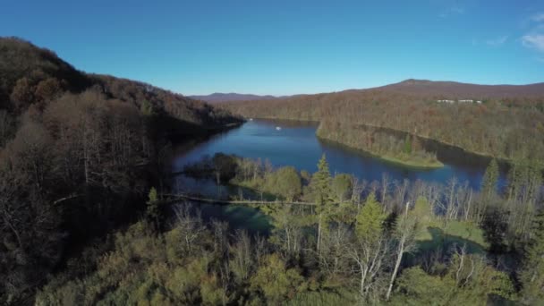 Antenne Des Größten Sees Des Plitvicer Parks — Stockvideo