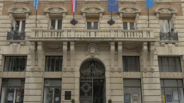 Fachada Del Ayuntamiento Rijeka — Vídeo de stock