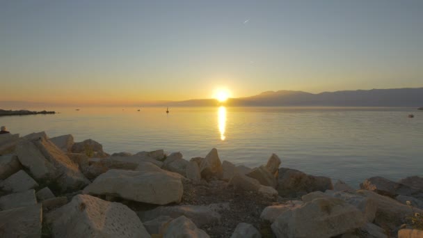 Pôr Sol Golfo Rijeka — Vídeo de Stock