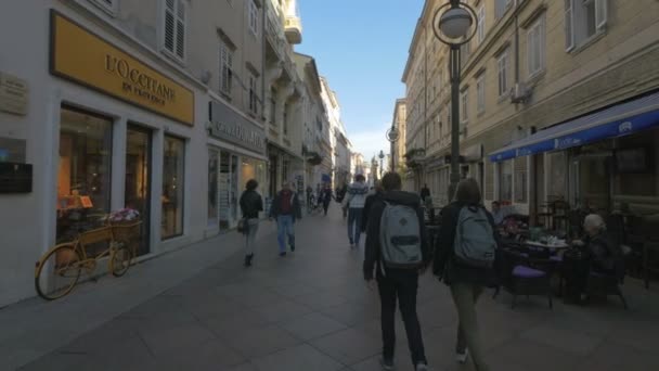 Rue Piétonne Dans Centre Ville Rijeka — Video
